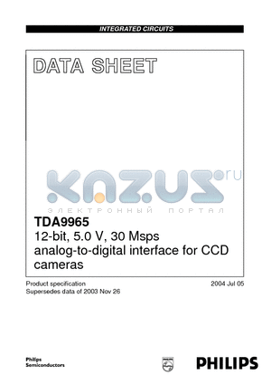 TDA9965 datasheet - 12-bit, 5.0 V, 30 Msps analog-to-digital interface for CCD cameras