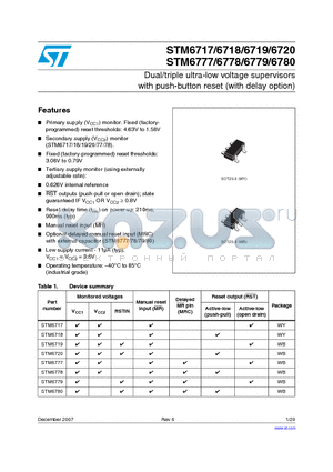 STM6717LTWB6E datasheet - Dual/triple ultra-low voltage supervisors with push-button reset (with delay option)