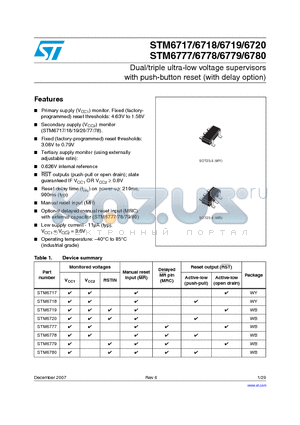 STM6717LTWB6F datasheet - Dual/triple ultra-low voltage supervisors with push-button reset (with delay option)