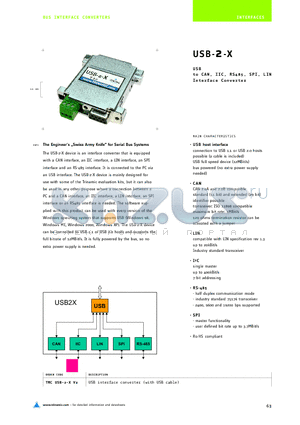 USB-2-X datasheet - USB to CAN,IIC,RS485,SPI,LIN Interface Converter