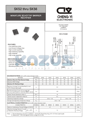 SK55 datasheet - MINIATURE SCHOTTKY BARRIER RECTIFIER