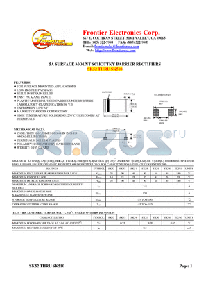 SK55 datasheet - 5A SURFACE MOUNT SCHOTTKY BARRIER RECTIFIERS