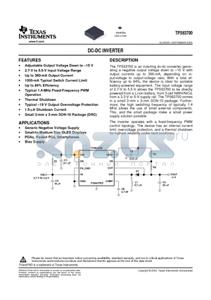 TPS63700 datasheet - DC-DC INVERTER