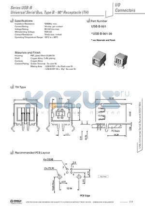USB-B-004 datasheet - Universal Serial Bus, Type B - 90` Receptacle | USB-B -004.pdf by Yamaichi Electronics Co., Ltd. | USB-B-004 documentation view  on KAZUS.RU