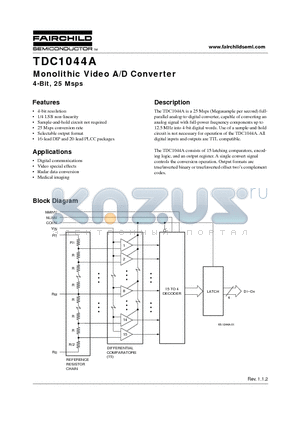 TDC1044AN9C datasheet - Monolithic Video A/D Converter 4-Bit, 25 Msps