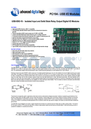 USB-IDIO-16 datasheet - Enclosure, module and screw terminal board