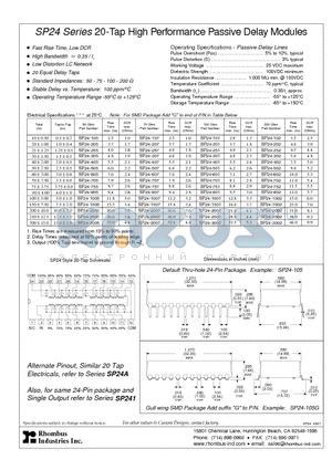 SP24-1502 datasheet - SP24 Series 20-Tap High Performance Passive Delay Modules