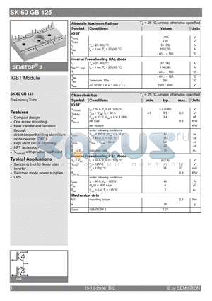 SK60GB125 datasheet - IGBT Module