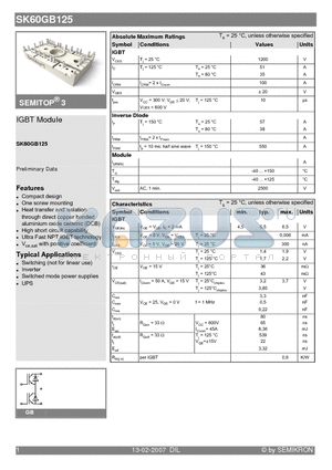 SK60GB125 datasheet - IGBT Module