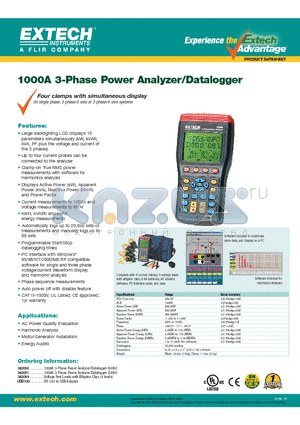 USB100 datasheet - 1000A 3-Phase Power Analyzer/Datalogger