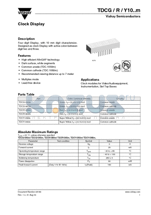 TDCG1050M datasheet - Clock Display