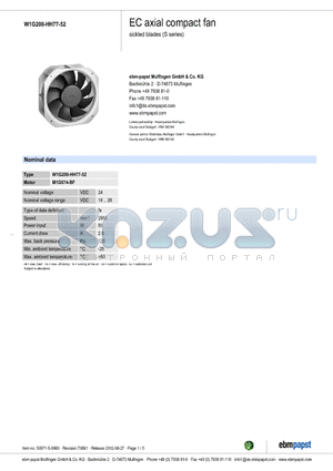 W1G200HH7752 datasheet - EC axial compact fan