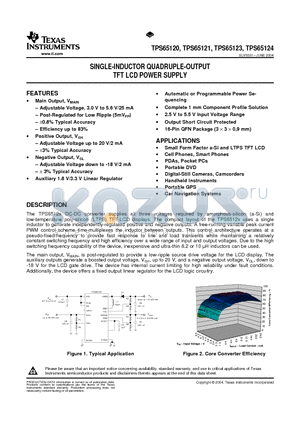 TPS65124RGT datasheet - SINGLE-INDUCTOR QUADRUPLE-OUTPUT TFT LCD POWER SUPPLY