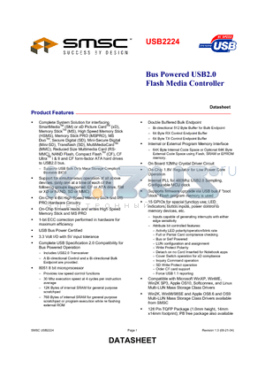 USB2224-NE-02 datasheet - BUS POWERED USB2.0 FLASH MEDIA CONTROLLER