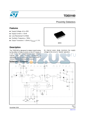 TDE0160 datasheet - Proximity Detectors
