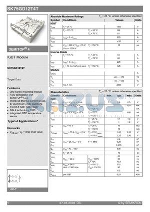 SK75GD12T4T datasheet - IGBT Module