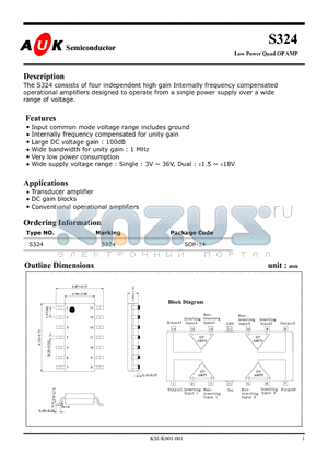 S324_1 datasheet - Low Power Quad OP AMP