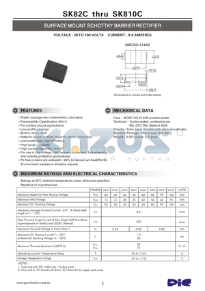 SK810C datasheet - SURFACE MOUNT SCHOTTKY BARRIER RECTIFIER