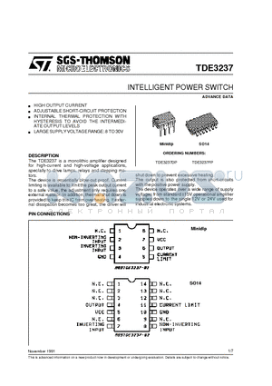 TDE3237 datasheet - INTELLIGENT POWER SWITCH