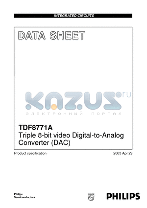 TDF8771AH datasheet - Triple 8-bit video Digital-to-Analog Converter (DAC)