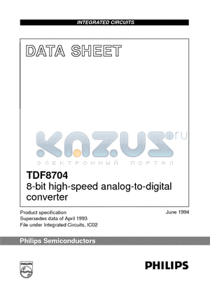 TDF8704T/4 datasheet - 8-bit high-speed analog-to-digital converter
