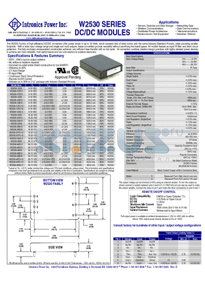 W2530-12S12 datasheet - DC/DC MODULES