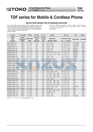 TDFS8A-904A-11A datasheet - TDF series for Mobile & Cordless Phone