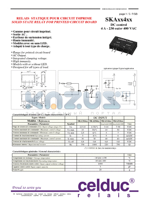 SKA11441 datasheet - SOLID STATE RELAY FOR PRINTED CIRCUIT BOARD