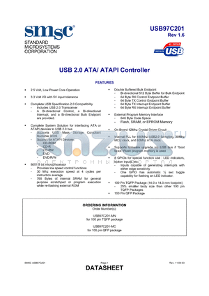 USB97C201-MC datasheet - USB 2.0 ATA/ ATAPI Controller