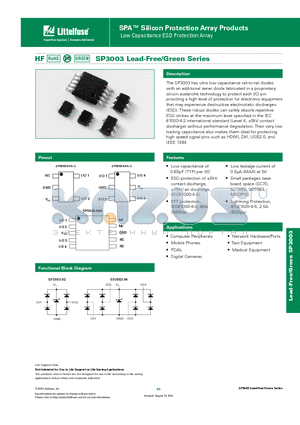 SP3003-02XTG datasheet - Low Capacitance ESD Protection Array