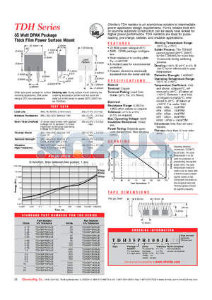 TDH35P39R0JE datasheet - 35 Watt DPAK Package Thick Film Power Surface Mount