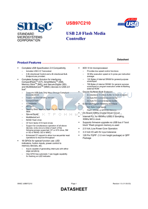 USB97C210-NE datasheet - USB 2.0 FLASH MEDIA CONTROLLER