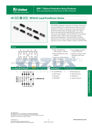 SP3010 datasheet - Ultra-Low Capacitance Diode Array for ESD Protection