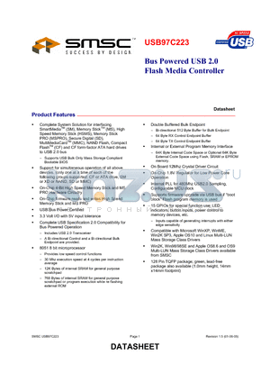 USB97C223-NE datasheet - Bus Powered USB 2.0 Flash Media Controller