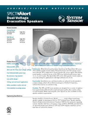 SP300W datasheet - Dual-Voltage Evacuation Speakers