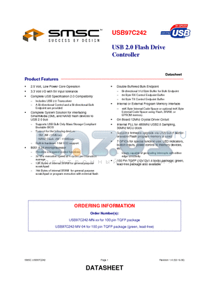 USB97C242 datasheet - USB 2.0 Flash Drive Controller