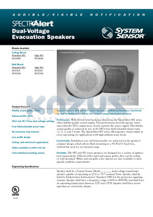 SP301R datasheet - Dual-Voltage Evacuation Speakers