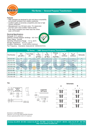 TDJ-50-16B datasheet - General Purpose Transformers