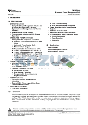 TPS658620ZQZT datasheet - Advanced Power Management Unit