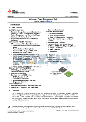 TPS658622AZQZR datasheet - Advanced Power Management Unit