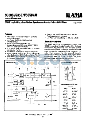 S3507I datasheet - CMOS Single Chip u-Law / A-Law Synchronous Combo Codecs With Filters