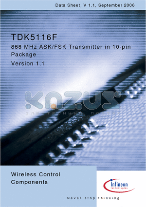 TDK5116F datasheet - 868 MHz ASK/FSK Transmitter in 10-pin Package