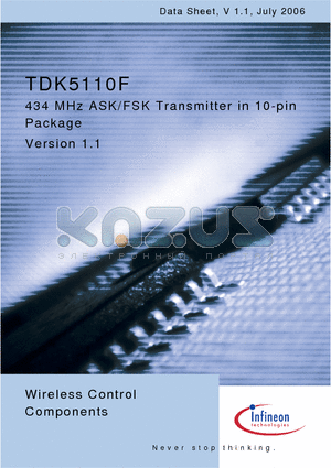 TDK5110F datasheet - 434 MHz ASK/FSK Transmitter in 10-pin Package