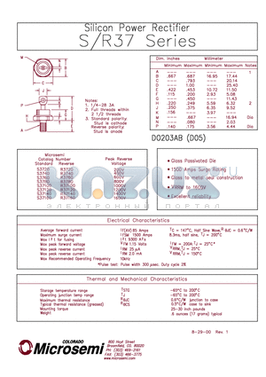 S37160 datasheet - Silicon Power Rectifier