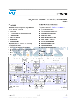 STM7710 datasheet - Single-chip, low-cost HD set-top box decoder