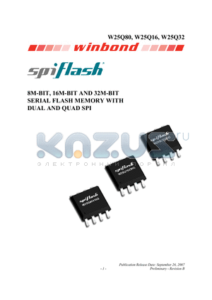 W25Q16 datasheet - 8M-BIT, 16M-BIT AND 32M-BIT SERIAL FLASH MEMORY WITH DUAL AND QUAD SPI