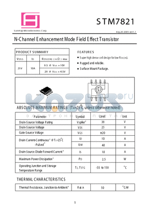 STM7821 datasheet - N-Channel E nhancement Mode Field Effect Transistor