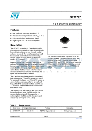 STM7E1AR datasheet - 7 e 1 channels switch array