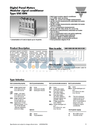 USC-DINLSFSXR1HTX datasheet - Digital Panel Meters Modular signal conditioner