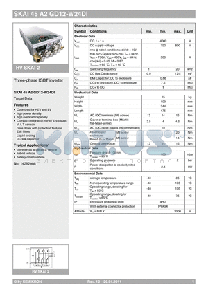 SKAI45A2GD12-W24DI datasheet - Three-phase IGBT inverter